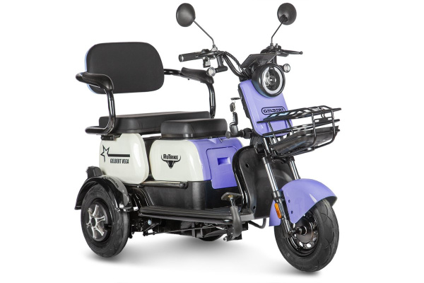 Пассажирский электротрицикл Rutrike (Рутрайк) Gelbert Vega 48V/60V 600Вт Фиолетовый | Мототека